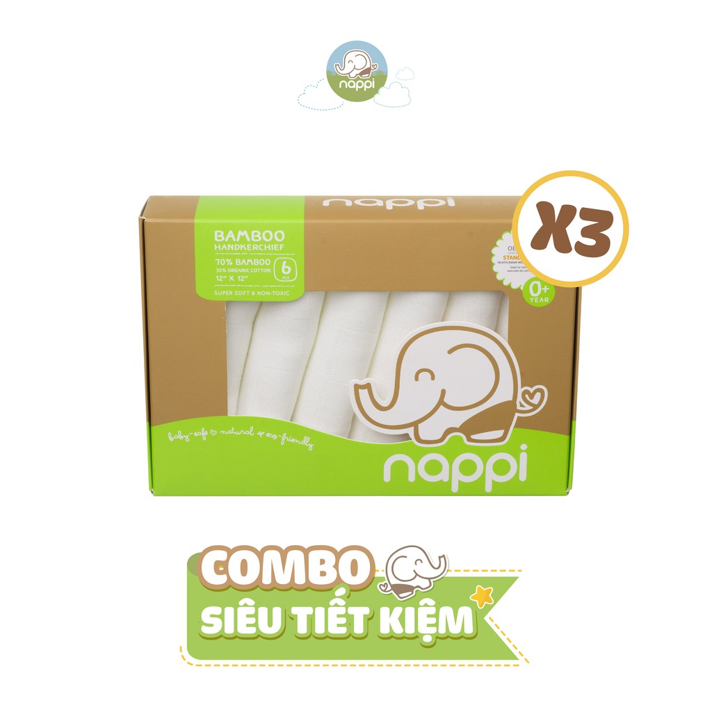 [COMBO SIÊU TIẾT KIỆM] 3 Hộp khăn sữa Nappi (6 chiếc/hộp)