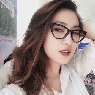 Các Gọng kính cận nữ, kính gọng mắt mèo nhựa dẻo kim loại trắng đen - Bự Store