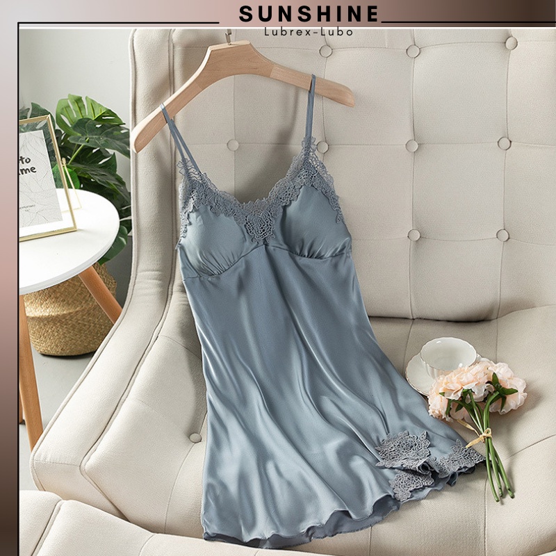 Váy ngủ hai dây lụa satin sexy cao cấp mặc nhà gợi cảm quyến rũ_SUNSHINE_LUABONGHOA137