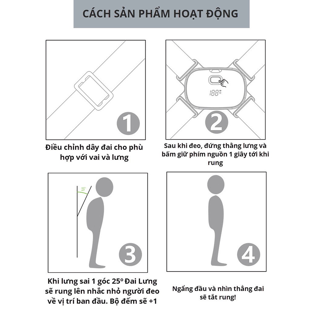Ảnh Đai Chống Gù Lưng Thông Minh Cảm Ứng Rung Khi Lưng Gù Sai Tư Thế - Chính Hãng Amalife 4