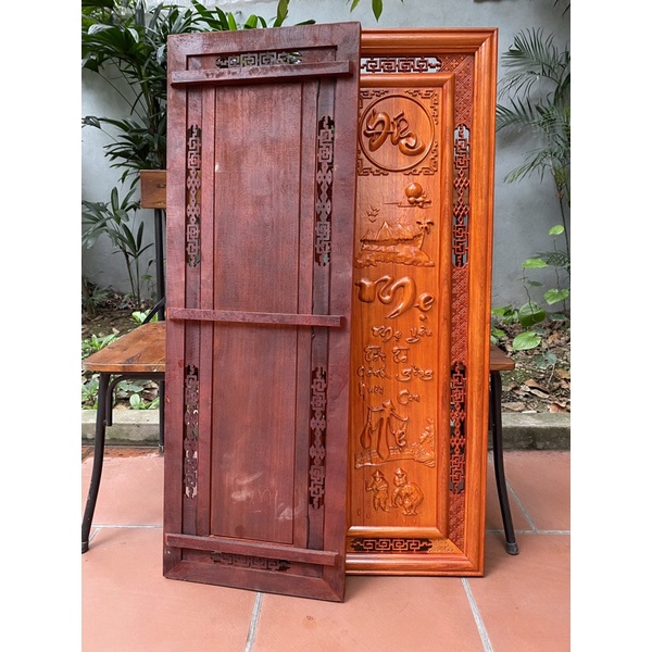 Bộ Tranh Chữ Câu Đối Cha Mẹ 37*107 gỗ hương treo tường