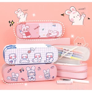 Hộp bút 2 tầng đa năng dễ thương 21.5*7*7cm