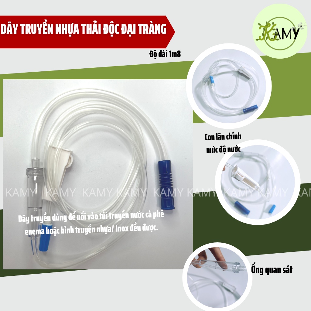 Dây nối bình truyền cà phê thải độc đại tràng thay thế (2m) coffee enema có van khóa Viet Healthy