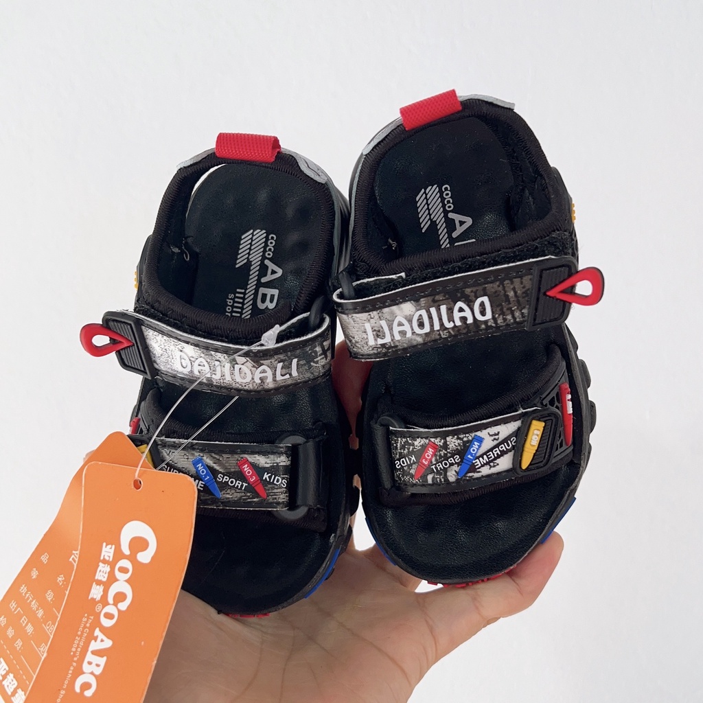 sandal bé trai - dép cho bé full hộp  quai vải  có quai dán đế êm chân QCCC chống trượt ABC 105 ( ảnh thật)
