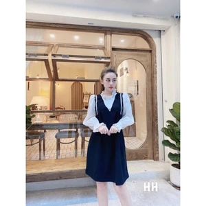 Váy xoè phối sơ mu cổ bèo