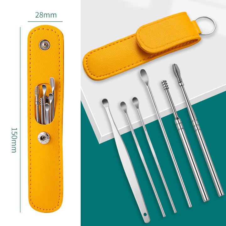 Bộ Lấy Ráy Tai 6 Món Tiện Lợi Làm Bằng Thép Không Gỉ. Chăm Sóc Tai Chuyên Nghiệp