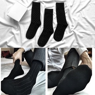 Tất vớ nam cao cấp họa tiết chấm bi cổ cao phong cách sang trọng, lịch lãm chất liệu cotton khử mùi