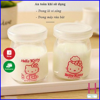 Combo 12 Hũ Thủy Tinh Làm Sữa Chua 100ml Có Nắp In Hình Dễ Thương { H }