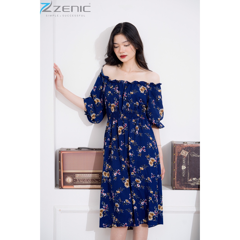 Váy Hoa Cổ Tròn Viền Bèo,Eo Chun Dáng Dài Váy Vintage Siêu Hot Mẫu Mới 2022 ZENIC