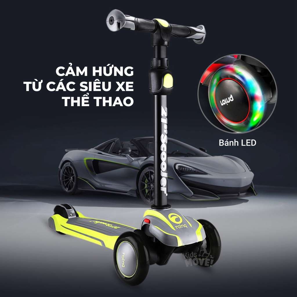 Ảnh Xe scooter cho bé 21stscooter ROD3 2-12 tuổi, có giảm xóc, đèn LED phát sáng, gấp gọn, siêu nhẹ 2