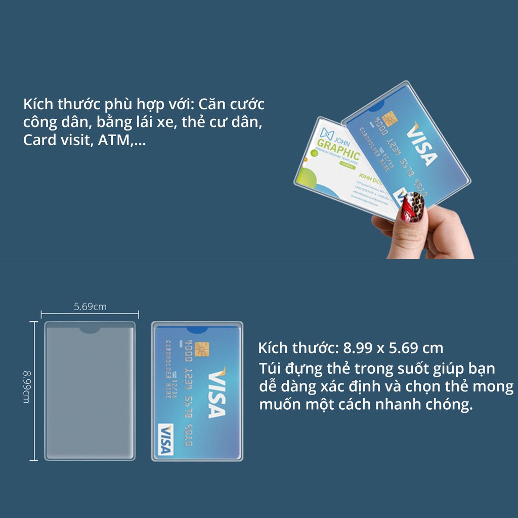 combo 5Vỏ bọc CCCD thẻ học sinh thẻ ATM các loại giấy tờ cá nhân chống xước ,chống nước
