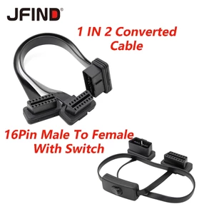 Dây Cáp Chuyển Đổi OBD 1 Sang 2 OBD2 16 pin Dài 30cm 60cm Kèm Công Tắc OBD Cho Xe Hơi