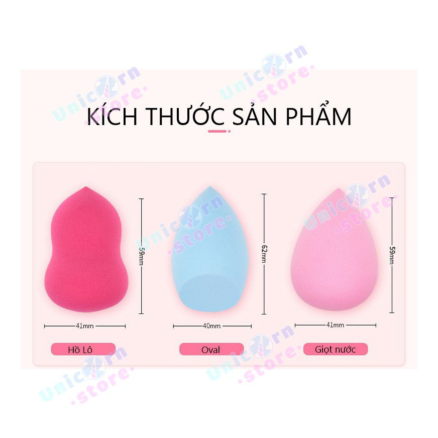 Hộp 4-8 Bông Mút Trang Điểm Tán Kem Nền Hình Hồ Lô, Oval, Giọt Nước