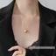 Vòng cổ nữ chất liệu titan mặt dây thiết kế hình bi tròn phun cát lấp lánh thời trang thanh lịch