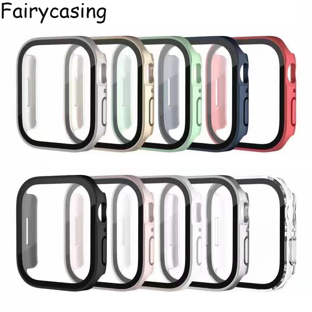 Ốp lưng cứng bảo vệ màn hình mờ chống thấm nước cho Apple watch 46MM 10 9 8 7 6 5 SE 4 Vỏ kính cường lực cho iwatch 45mm 41mm 44mm 40mm 42MM