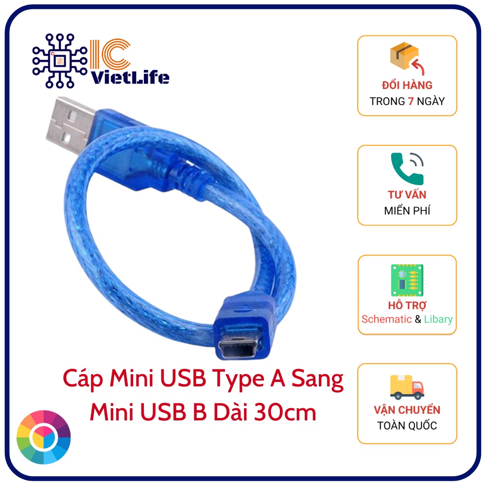 Cáp Mini USB Type A Sang Mini USB Type B Cáp Nạp Arduino Nano (Dài 30cm ...