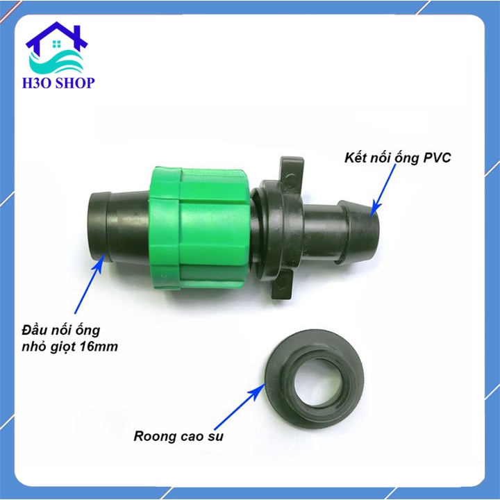 Khởi thủy ống nhỏ giọt dẹp 16mm có ron cao su, nối ống tưới nhỏ giọt