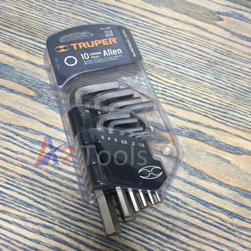 Bộ lục giác 10 cây đầu bằng hệ mét 1.5-10mm Truper 15536 (ALL-10M ...