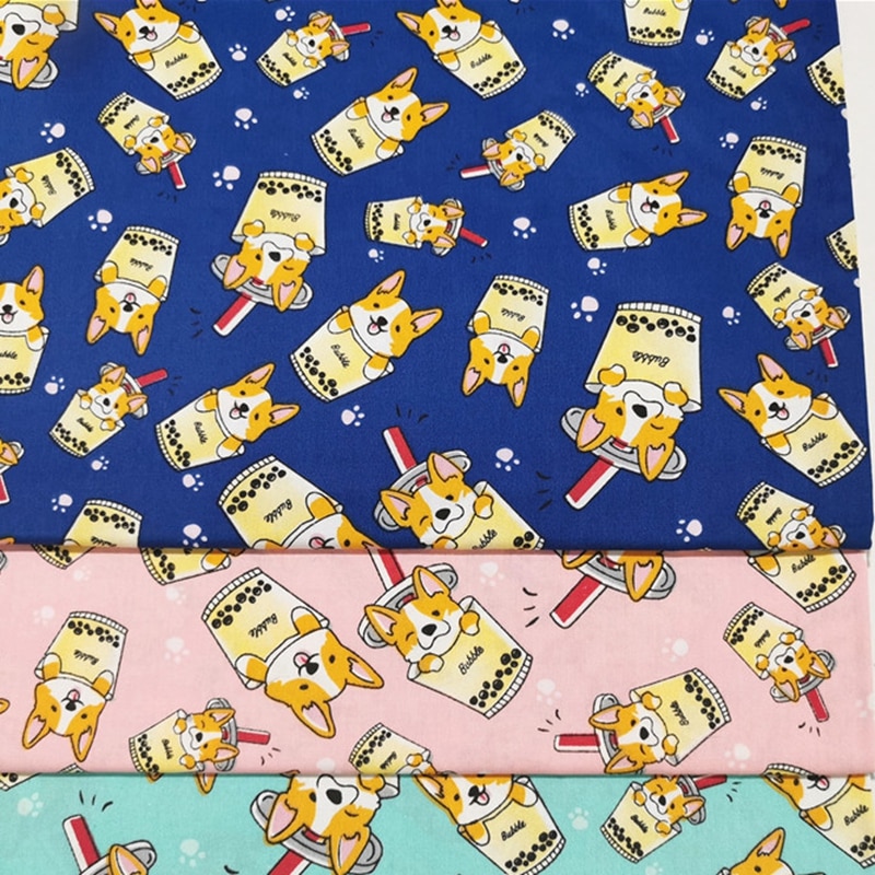 Mèo May Mắn và Chó - Vải Cotton Twill Phong Cách Nhật Bản, 50x160cm