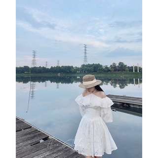 Katy Dress_Váy trễ vai cổ yếm dài tay_Anne Studio