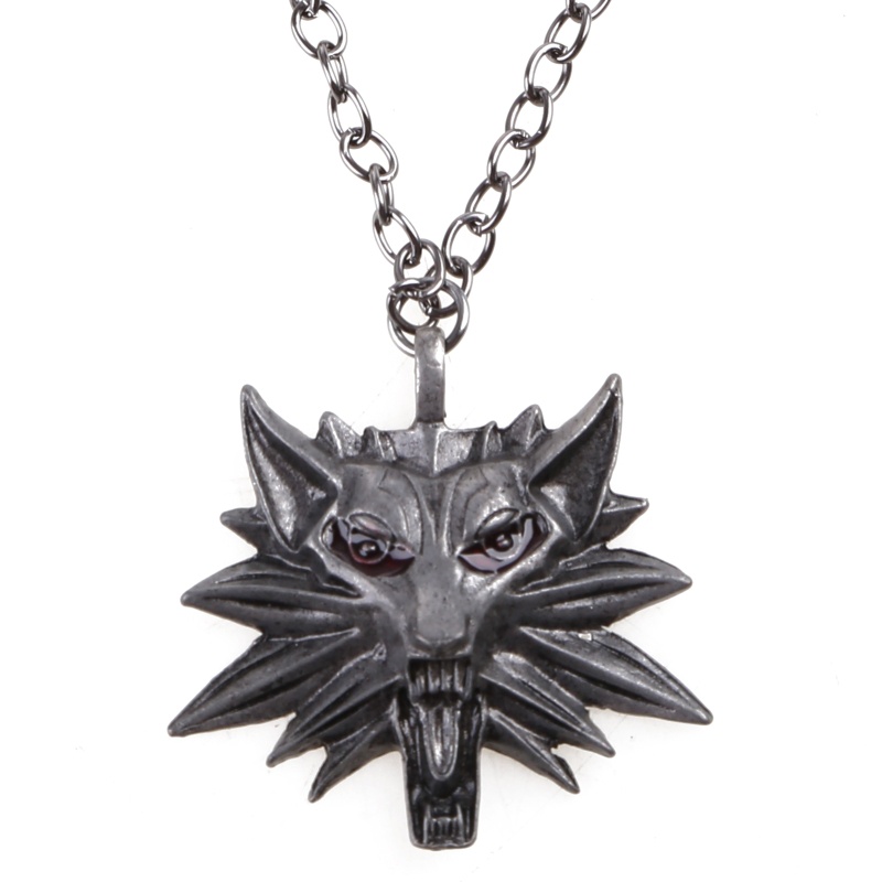 Vua Retro Cổ Điển Mặt Dây Chuyền Witcher 3 Kim Loại Sói Cho Đầu Vòng Cổ Trang Sức Trò Chơi Jewel