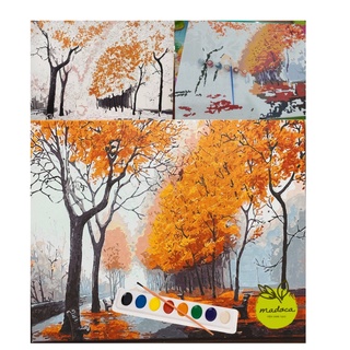 Tranh tô màu số hóa Madoca có khung 40x50cm Đường cây mùa thu T934