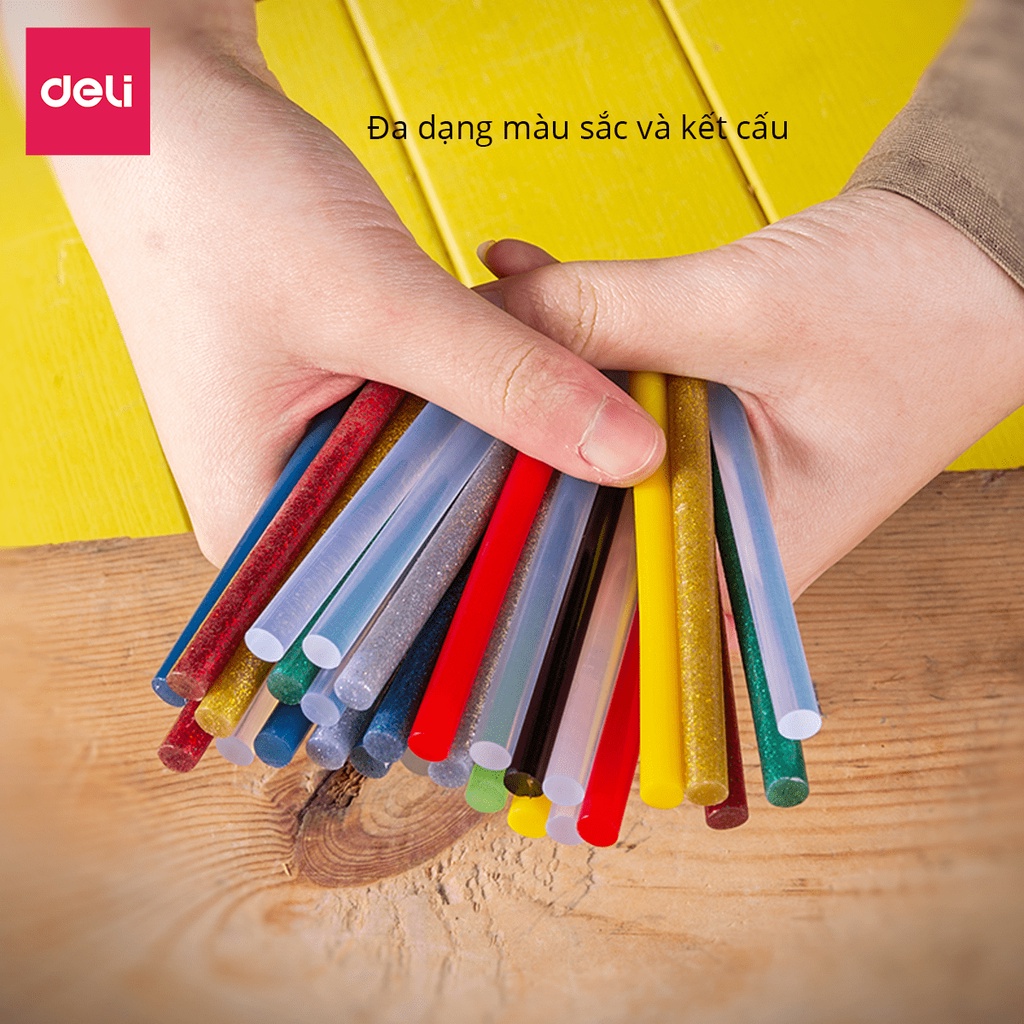 Hộp 55 cây keo nến Deli - Nhiều màu sắc lấp lánh, phù hợp làm đồ thủ công DIY, trang trí sản phẩm - DL390055