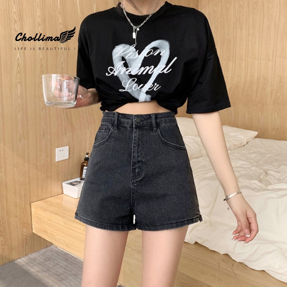 Ảnh Quần short jean nữ co giãn Chollima xẻ lai QS003 phong cách hàn quốc 2