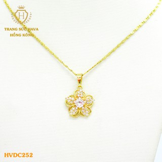 Dây Chuyền, Vòng Cổ Nữ Mặt Đính Đá, Titan Xi Mạ Vàng Non 24k Cao Cấp - Trang Sức Hava Hong Kong