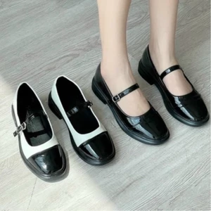 Giày búp bê nữ quai cài, giày đốc da bóng phong cách hàn quốc