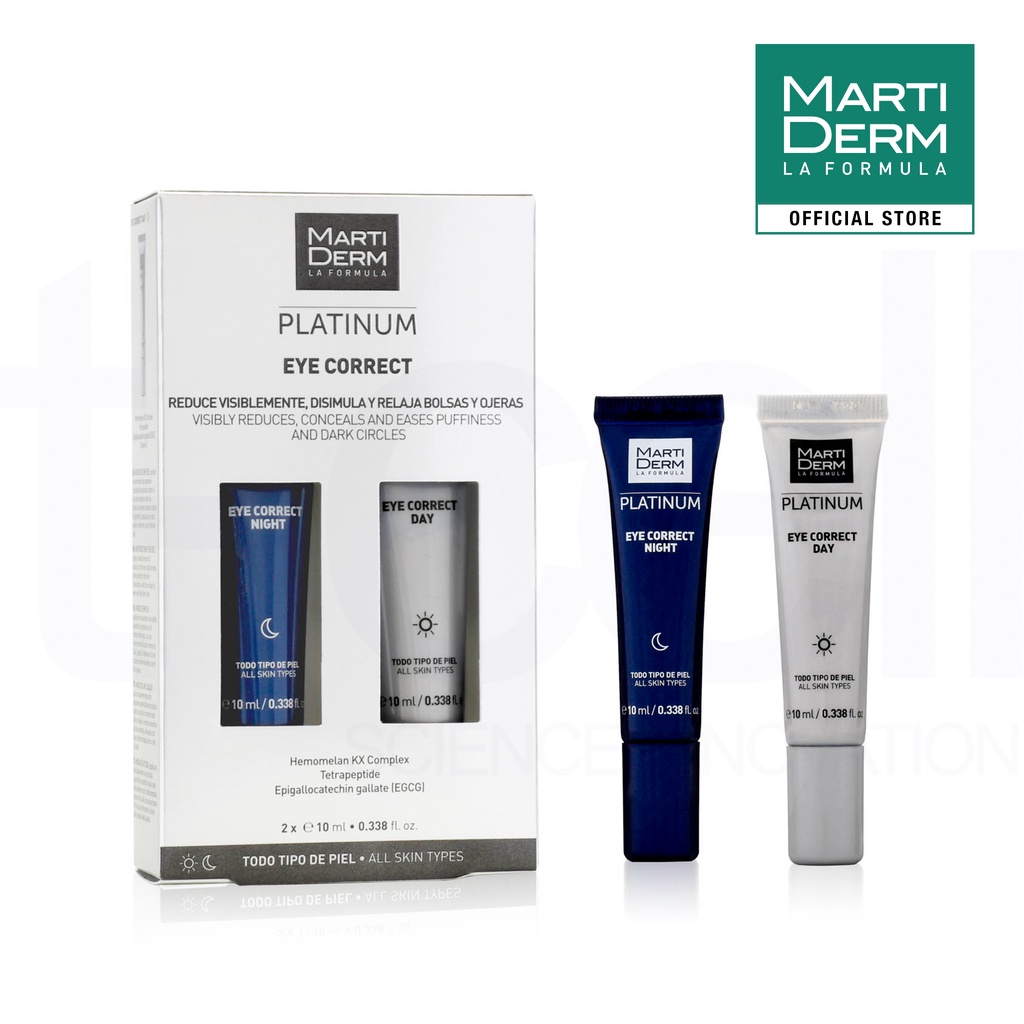 Bộ kem mắt MartiDerm Platinum Eye Correct gồm những thành phần chính nào?
