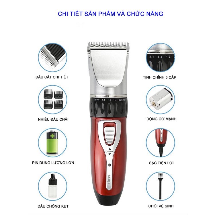 Tông Đơ Cắt Tóc Jichen-8017 Cao Cấp Cho Bé Yêu