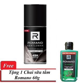 Mua 1 tặng 1 - Lăn khử mùi nam Romano kháng khuẩn & khô thoáng cả ngày 50ml tặng 1 Sữa tắm 60g