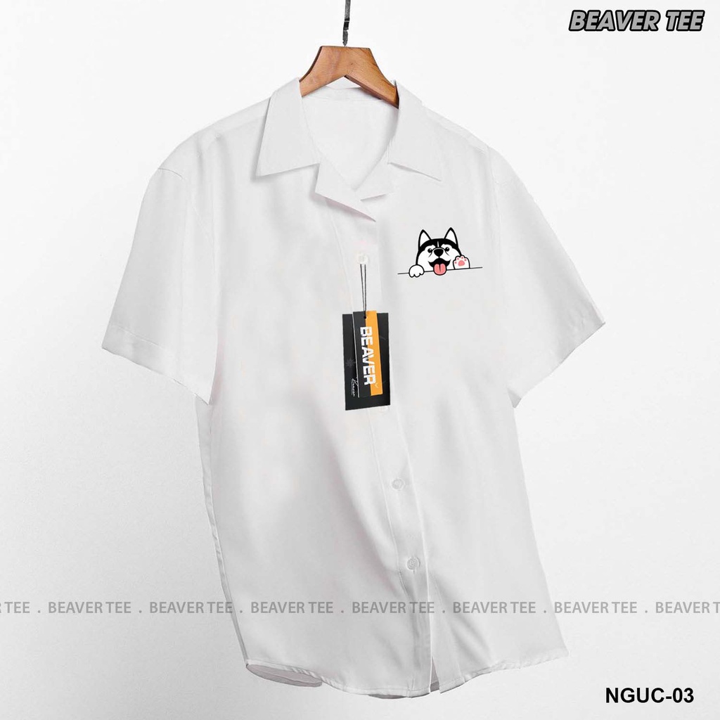 Áo sơ mi Basic Unisex form rộng , cổ vest - NGUC 02