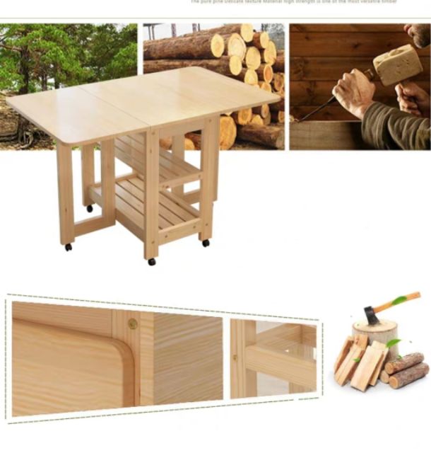 BỘ BÀN GHẾ GẬP THÔNG MINH GỖ THÔNG NHẬP KHẨU LOẠI 120cm 4 GHẾ