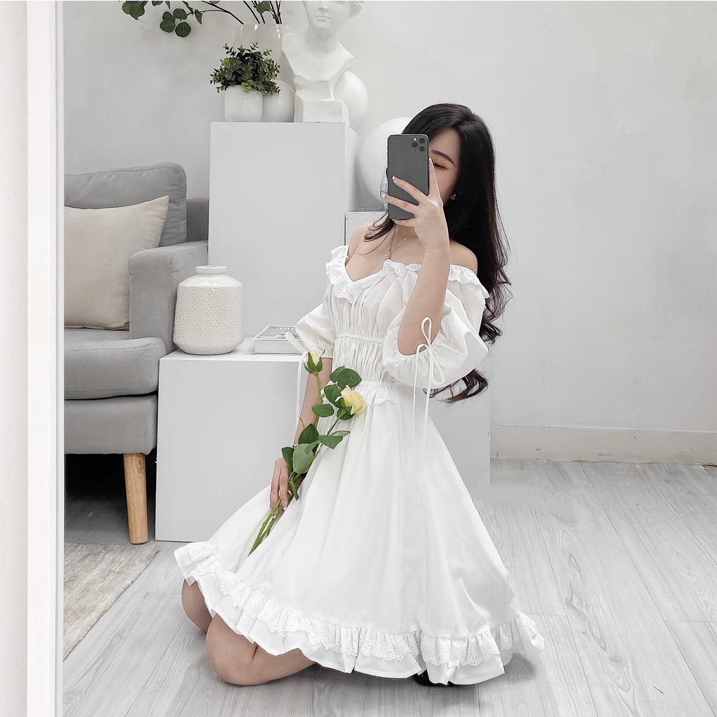 ĐẦM TRẮNG FORM CHỮ A CHÂT VẢI DÀY DẶN - EIRA DRESS