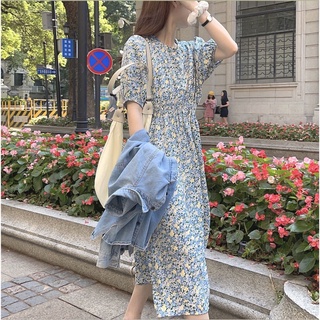 Đầm Voan Hoa Dáng Dài Chiết Eo Thời Trang Mùa Hè Xinh Xắn Cho Nữ