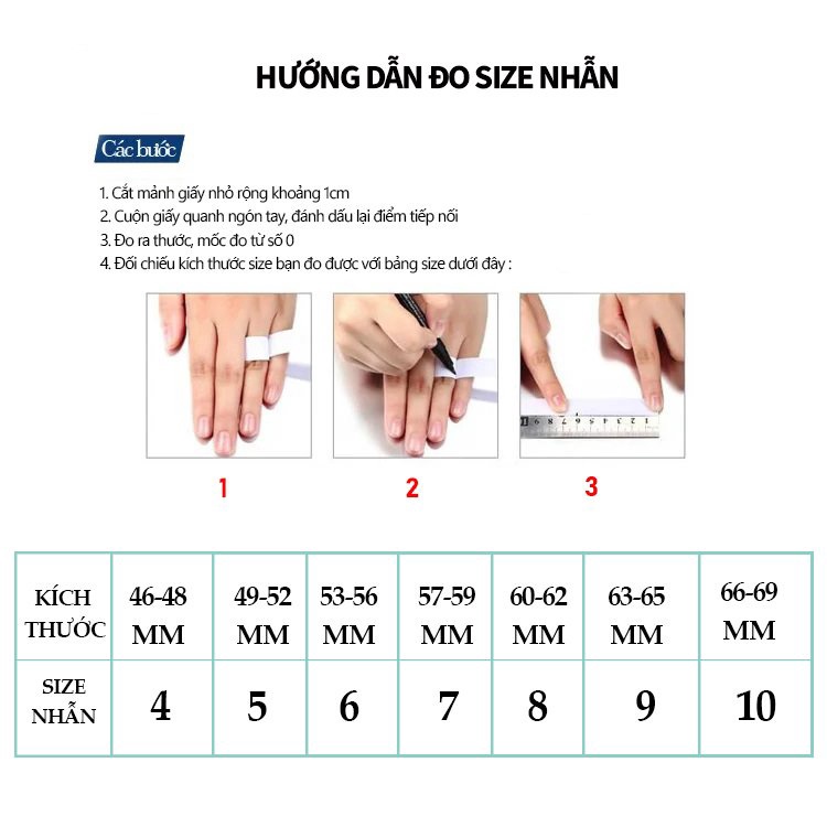 4. Bảng Chuyển Đổi Size Nhẫn Để Đảm Bảo Chính Xác