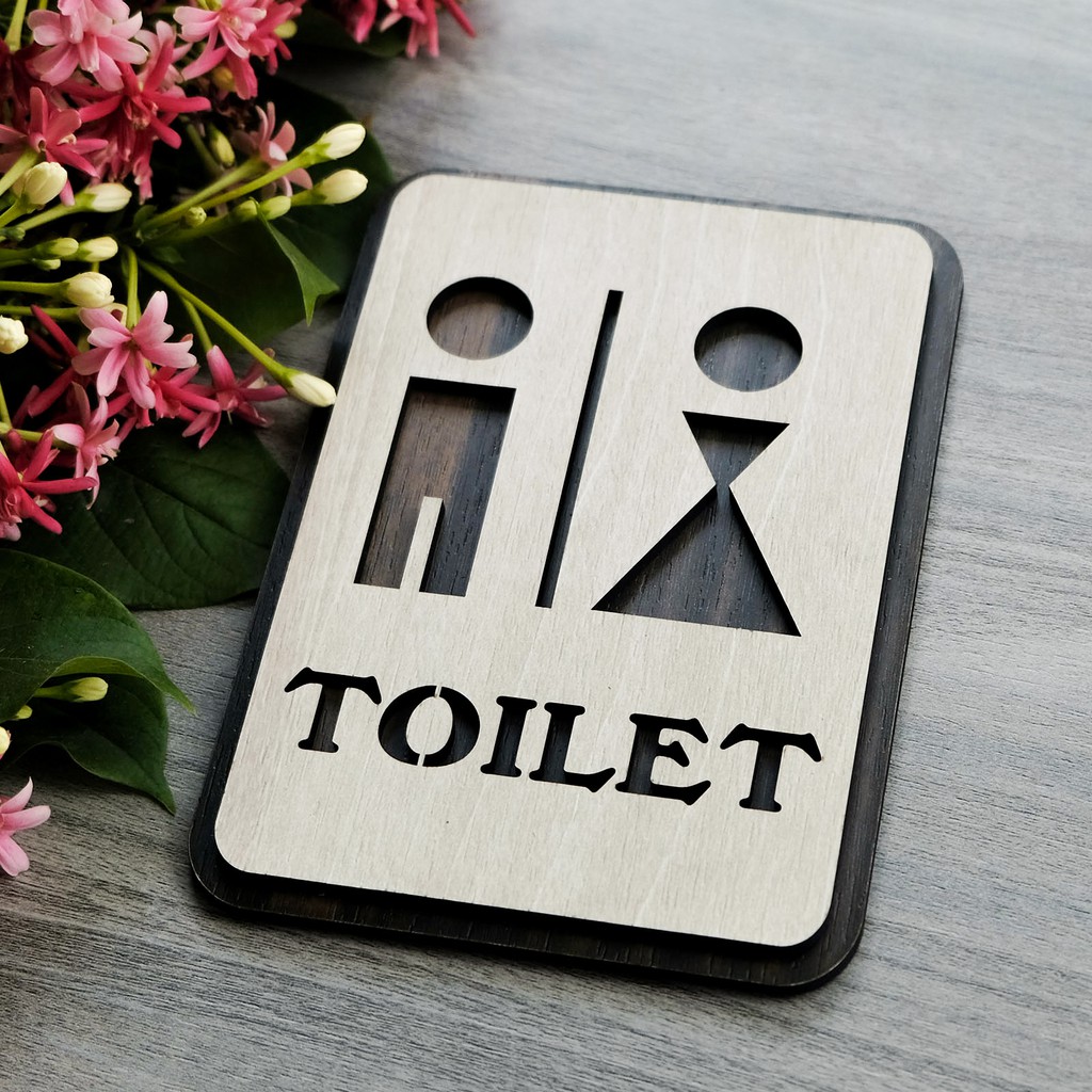 Bảng toilet (phòng vệ sinh) gỗ dán tường bằng keo 2 mặt - Mẫu TL07