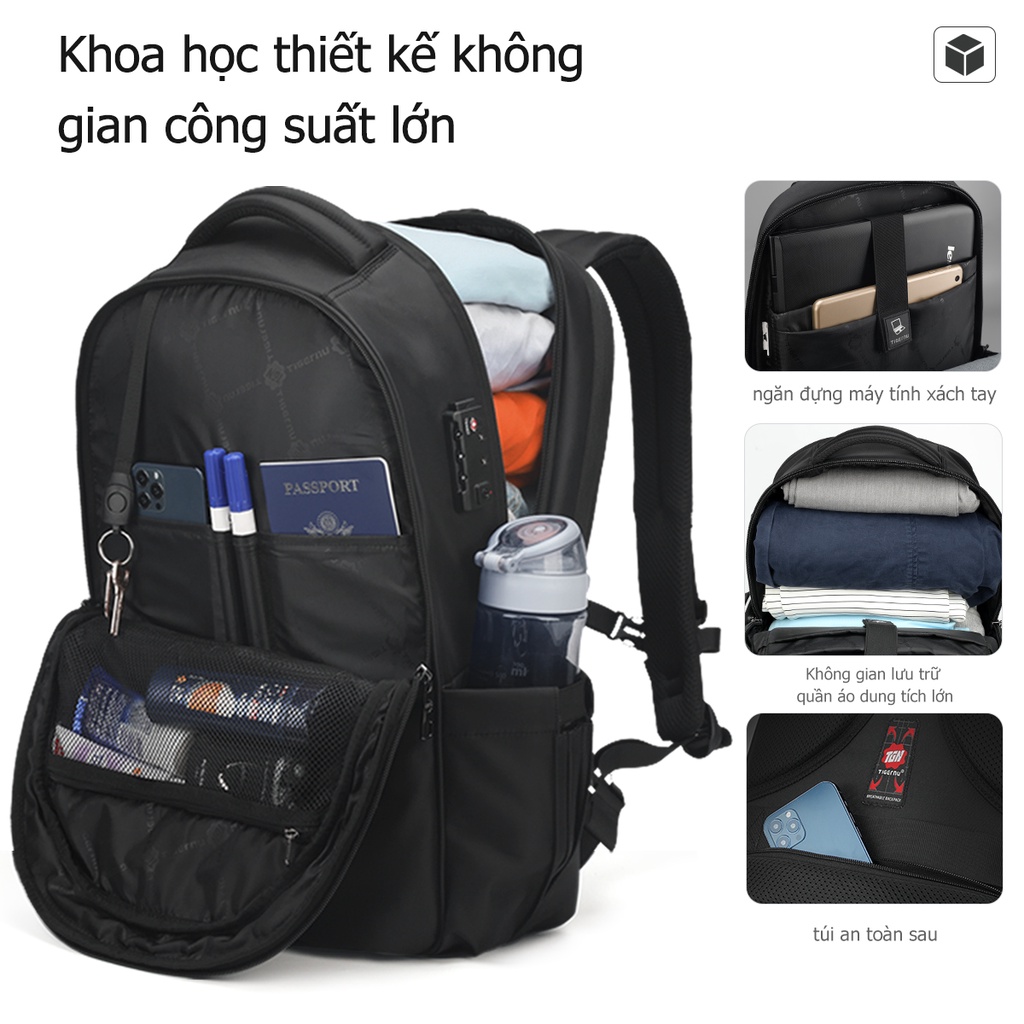 Ảnh Tigernu T-B3105-4A/T-B 3105 -3A Balo laptop vải nylon có khóa TSA mở rộng được chống thấm nước 15.6-17 inch 2