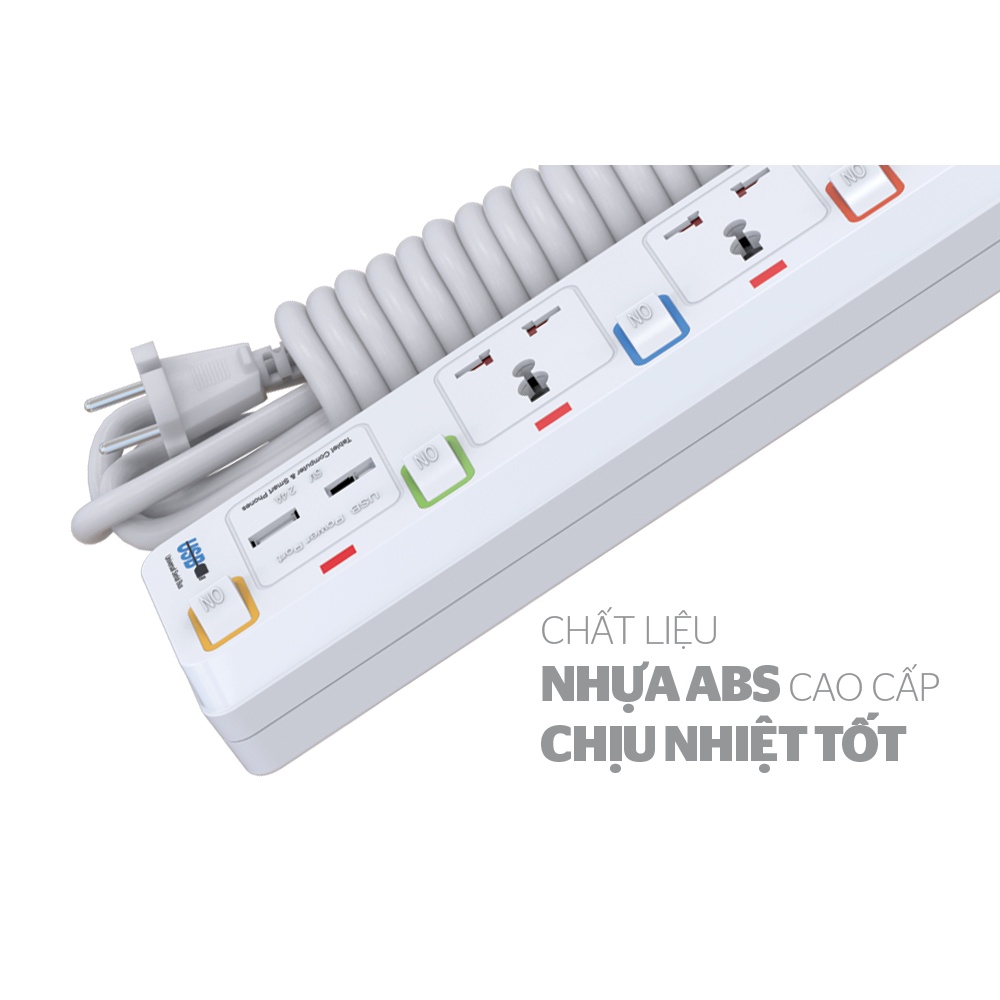 Ổ cắm điện Sunhouse SHE-OC2-3RU - 2 chấu, 3 chấu cắm, 2 sạc USB, cho phích 2 chấu và 3 chấu | BigBuy360 - bigbuy360.vn
