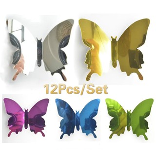 Set 10 Hình Bướm Tráng Gương Dán Tường Trang Trí Tiệc, Phòng Ngủ, Phòng Khách...