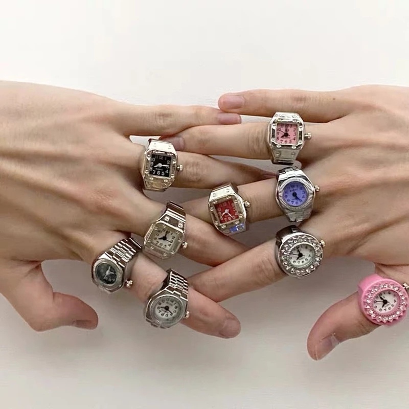 Nhẫn Mặt Đồng Hồ Thạch Anh Co Giãn Kiểu Vintage Cá Tính Mới Cho Nam Và Nữ