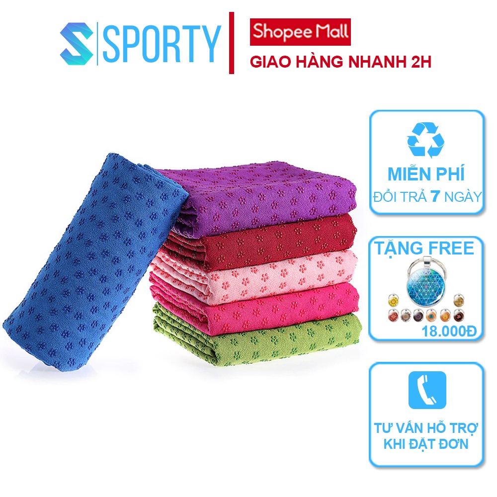 Khăn trải thảm tập YOGA  SPORTY YGM11 chống trơn trượt, thấm mồ hôi chất liệu sợi Microfiber bền đẹp