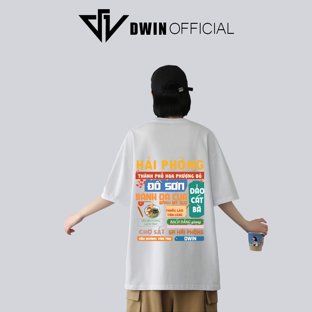 Mô tả Áo thun unisex Hải Phòng thời trang Dwin basic tee phông trơn nam nữ tay lỡ oversize form rộng - 4