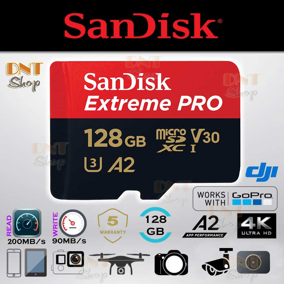Thẻ nhớ MicroSDXC SanDisk Extreme PRO A2 - 128GB V30 U3 Class 10 UHS-I ...