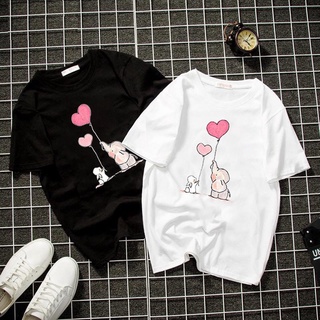 Áo cặp nam nữ, đồ đôi in hình dễ thương không bong tróc đi chơi-PINK