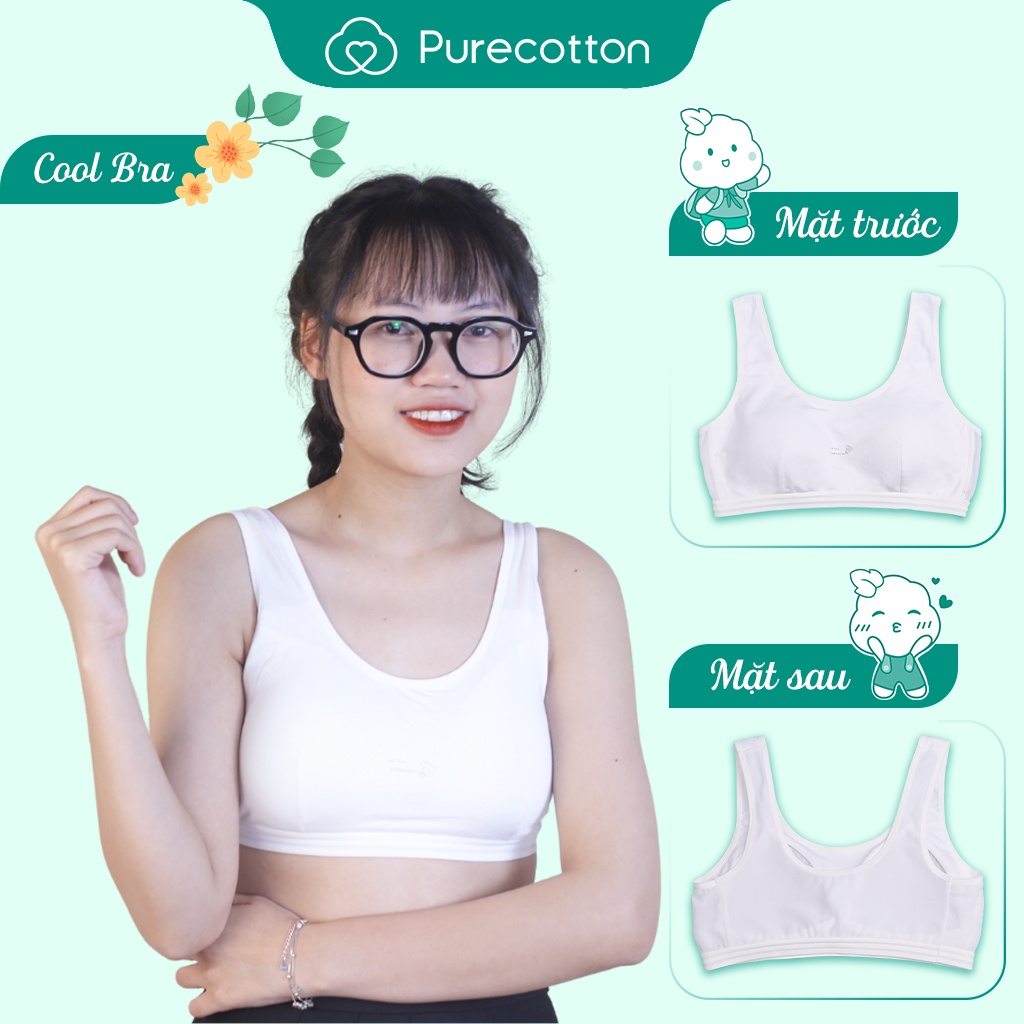 Ảnh Áo lót học sinh Purecotton cho bé gái mới lớn chất liệu cotton kiểu dáng chui đầu - đệm mỏng PC010 2