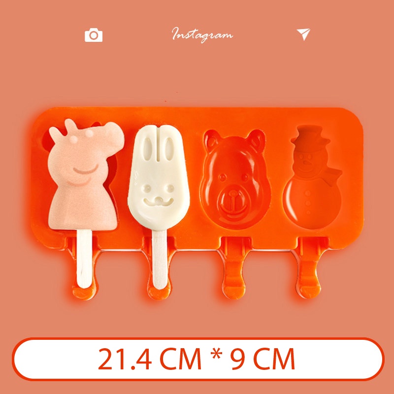 Khuôn Làm Kem,Khay Làm Kem Silicon Dẻo Y Tế Không Độc Hại - Có Sẵn Nắp - Tặng Kèm 50 Que Gỗ | BigBuy360 - bigbuy360.vn