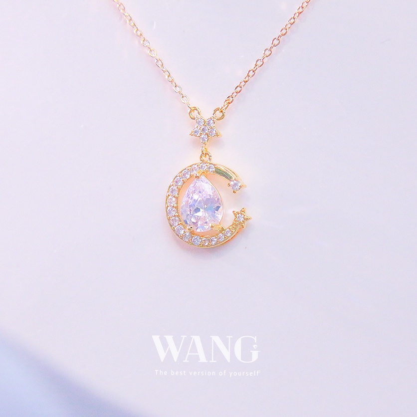 Vòng cổ Mạ Vàng 18k Mặt Hình Giọt Nước Đơn Giản Thời Trang Cho Nữ